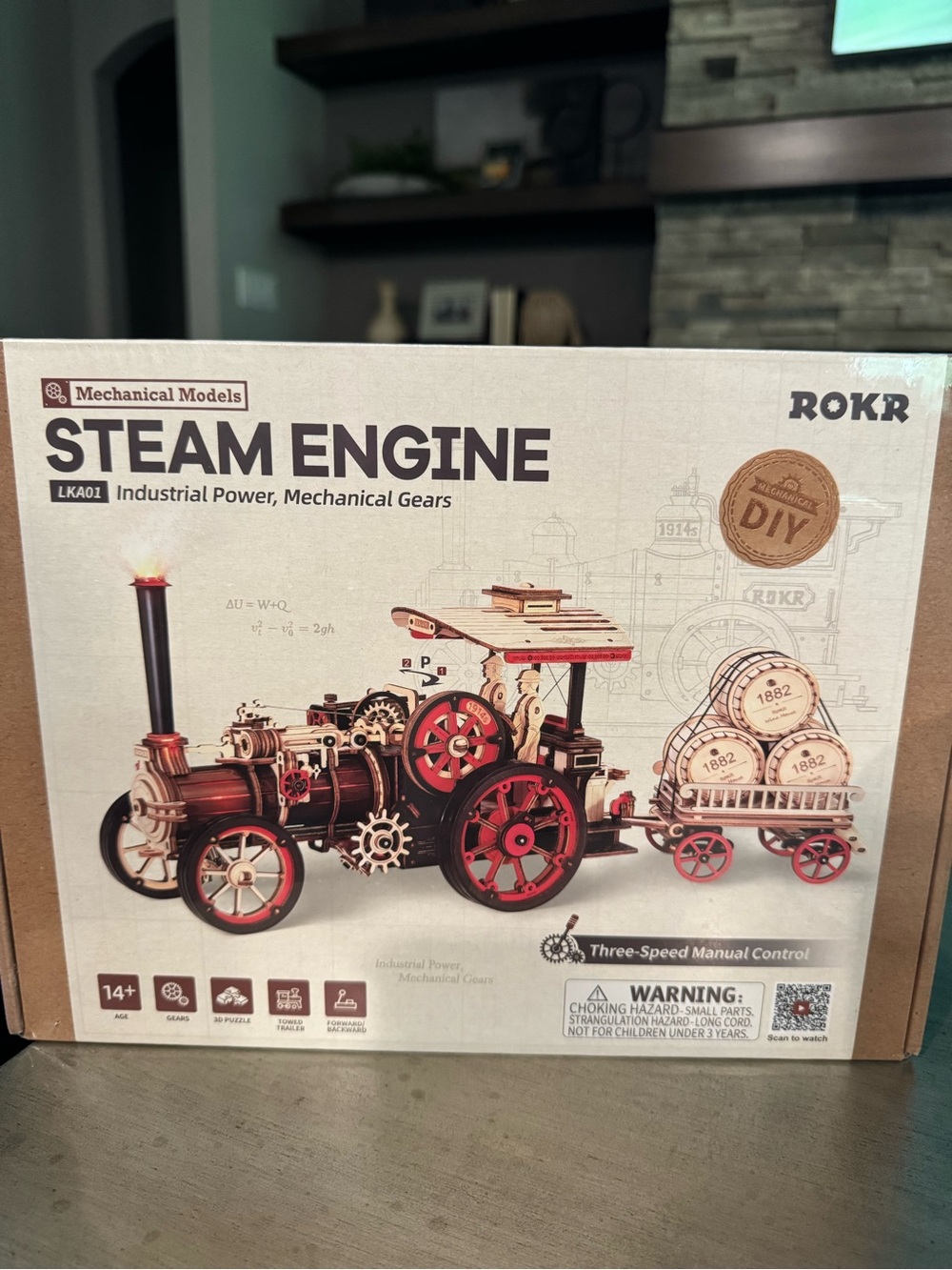 ROKR Steam Engine Mechanical Model Kit - Beige Box